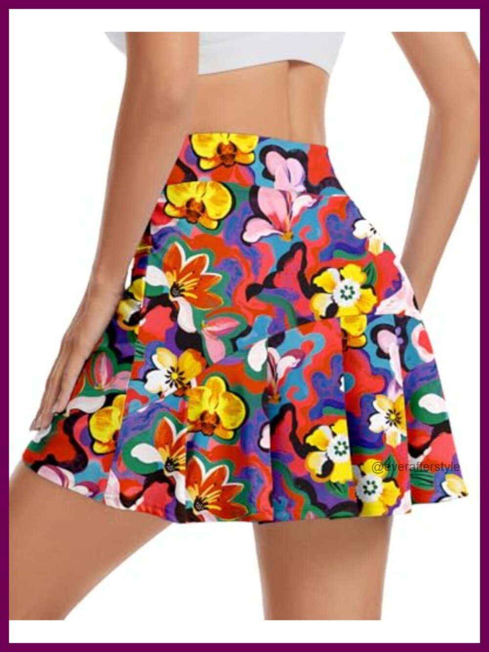 Pleated Tennis Skort with Pockets UPF 50+ Built-in Shorts High Waist